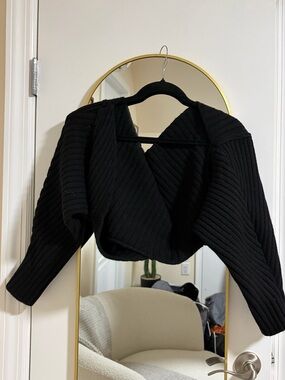 Black Ribbed Oversized Shrug